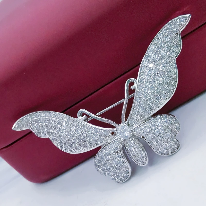 

Fashionable Butterfly Brooch Pin Women Dress Wedding Bridal Vintage Shining CZ Pave Brooch Female Broche Hijab Pins and Brooches