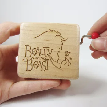 

Handmade Smilelife Wood Beauty and the Beast music box cool brand gifts for birthday wedding Christmas new year free shipping