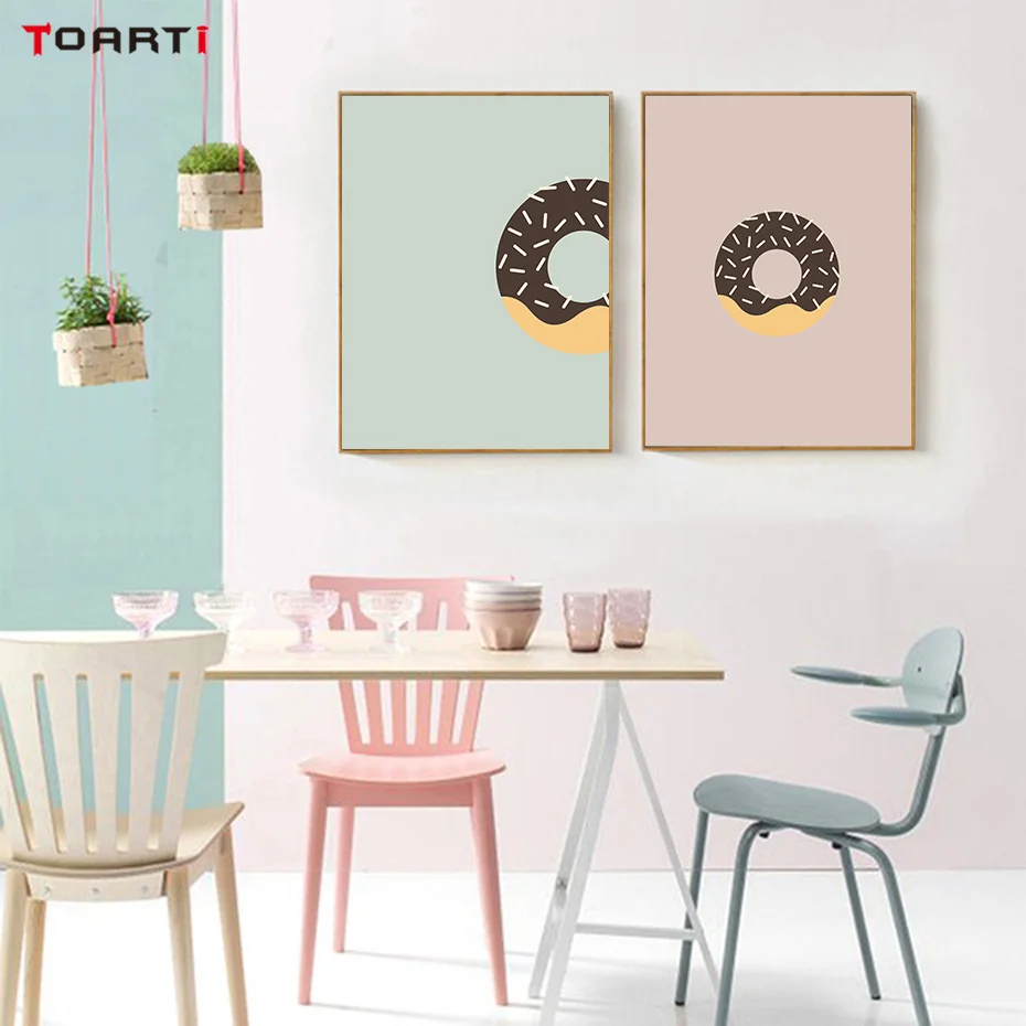 Cartoon Chestnut&Doughnuts Wall Art Colorful Canvas Painting Modern Vintage Posters&Prints Kids Room Nursery Decoration Pictures (5)