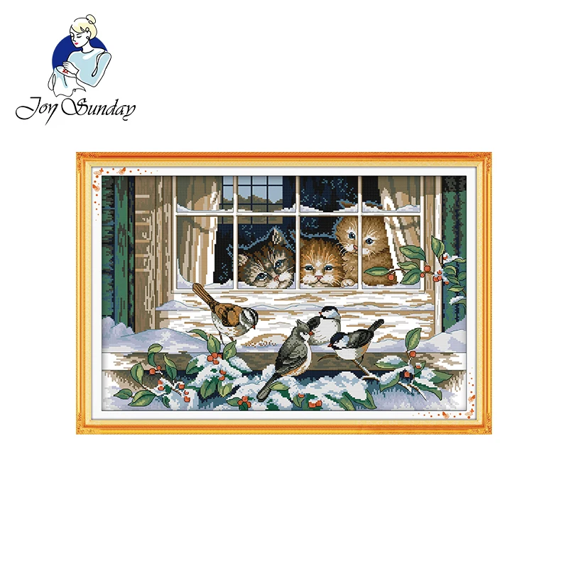 

Joy Sunday Landscape out of the window DMC 11CT 14CT Cross Stitch Set Handmade DIY Embroidery Needlework Kit For Gift Home Decor