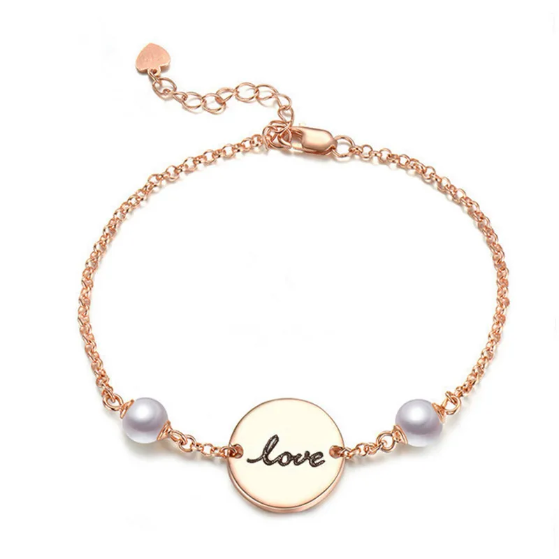

New Bracelet S925 Sterling Silver Hand Jewelry Rose Gold LOVE Bracelet for Mounting Oyster Pearl Wholesale 5PCS DIY Accessories