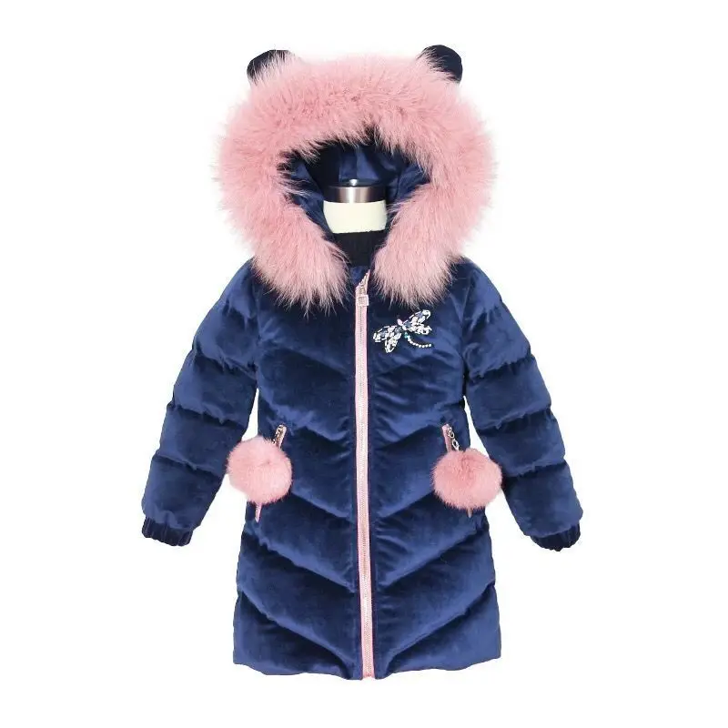 

2018 Girls Winter Velvet Coat Children Jackets Cotton Parkas Kids Winter Outerwear Thicken Warm Clothes Baby Girls Long Clothing