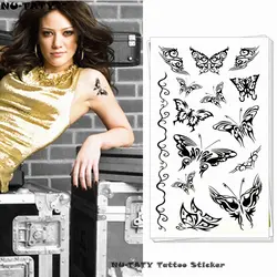 Nu-TATY Body Art Black Multi Butterfly временный боди-арт вспышка тату наклейка 10*17 см водостойкая хна тату на стену