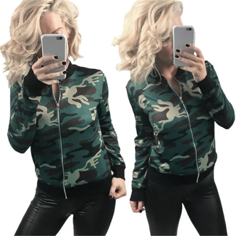 High Quality Women Camouflage Jackets New Fashion Zipper Style Long ...