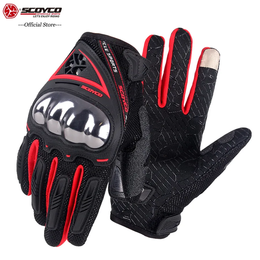 

SCOYCO MC44 Motorcycle Guantes moto Breathable Knuckle Gloves Grip Touch Screen Airsoft Scooter MBX Motor Glove Portable