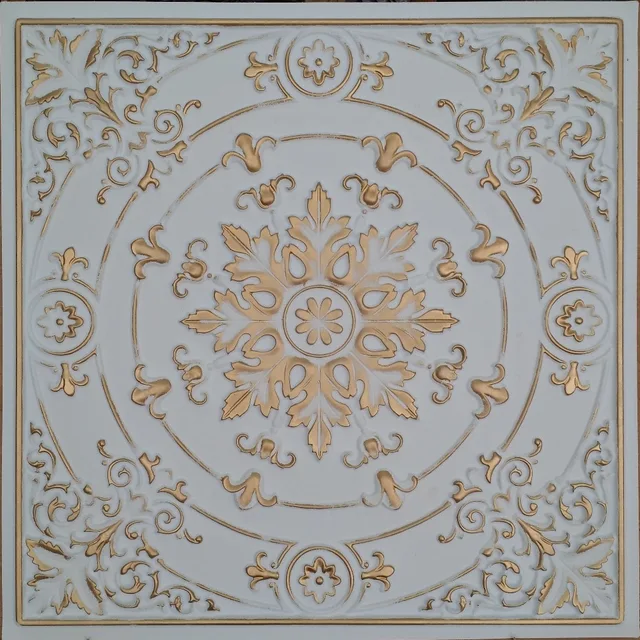 Pl18 Faux Tin Ceiling Tiles White Gold Color Embossed Cafe Club Pl18 Faux Tin Ceiling Tiles White Gold Color Embossed Cafe Club Pub Decorative Wall 10tiles Lot