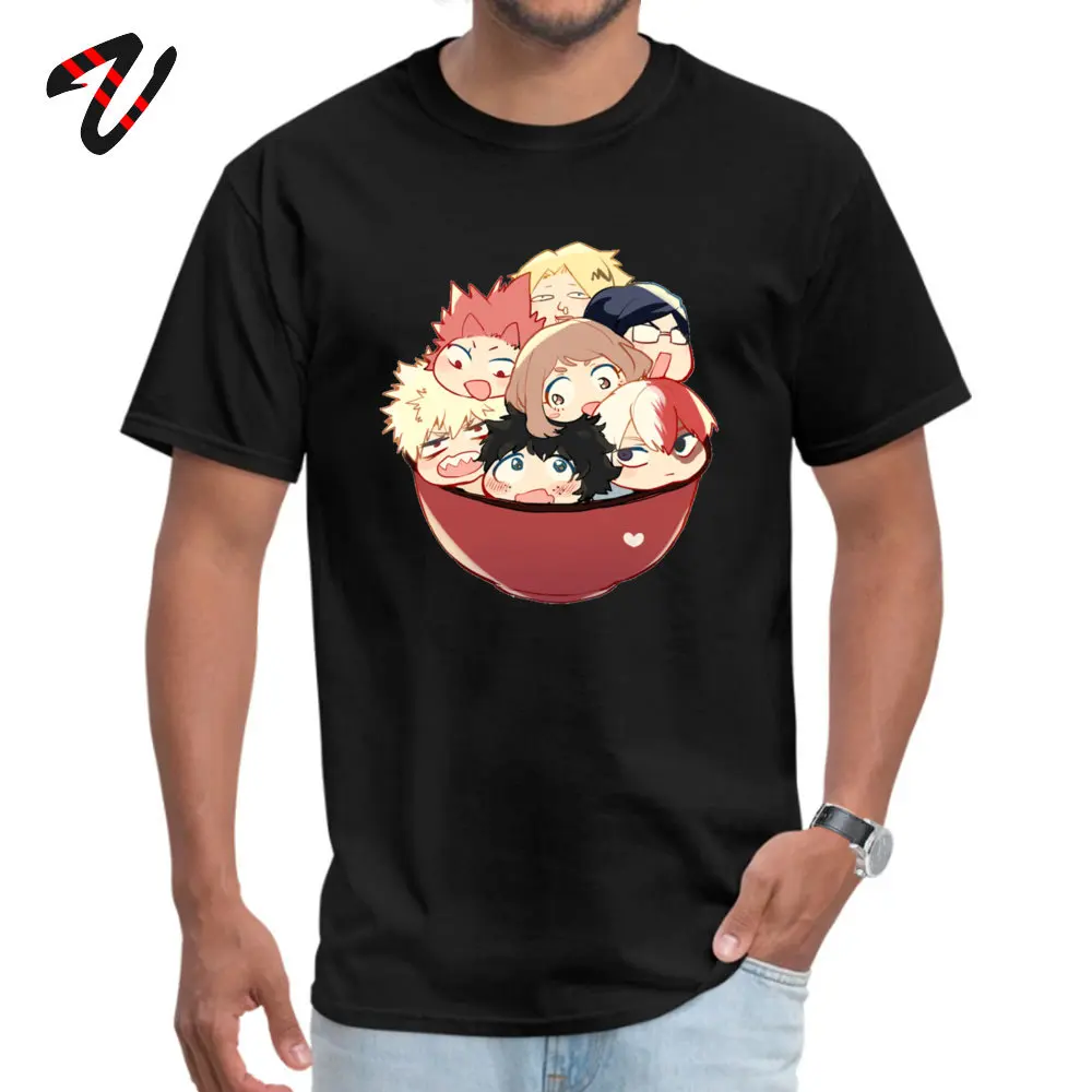 2019 Men T-Shirt Birthday Cool Tees 100% Cotton Fabric Short Sleeve Leisure T Shirt O-Neck Wholesale Boku no Hero Academia Deku Bakugo Uraraka  black