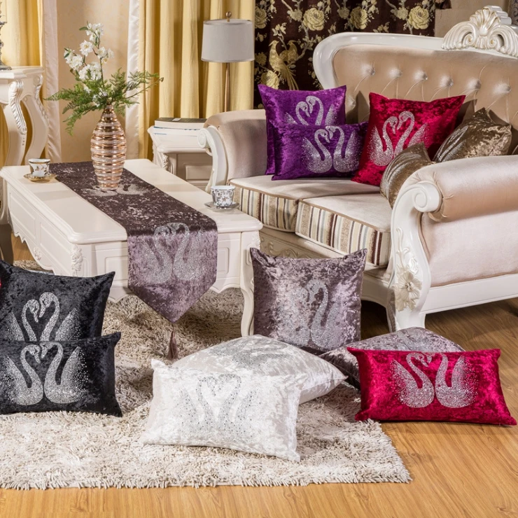 European High end Luxury Velvet Rhinestone Pillow Cover Home Decorative