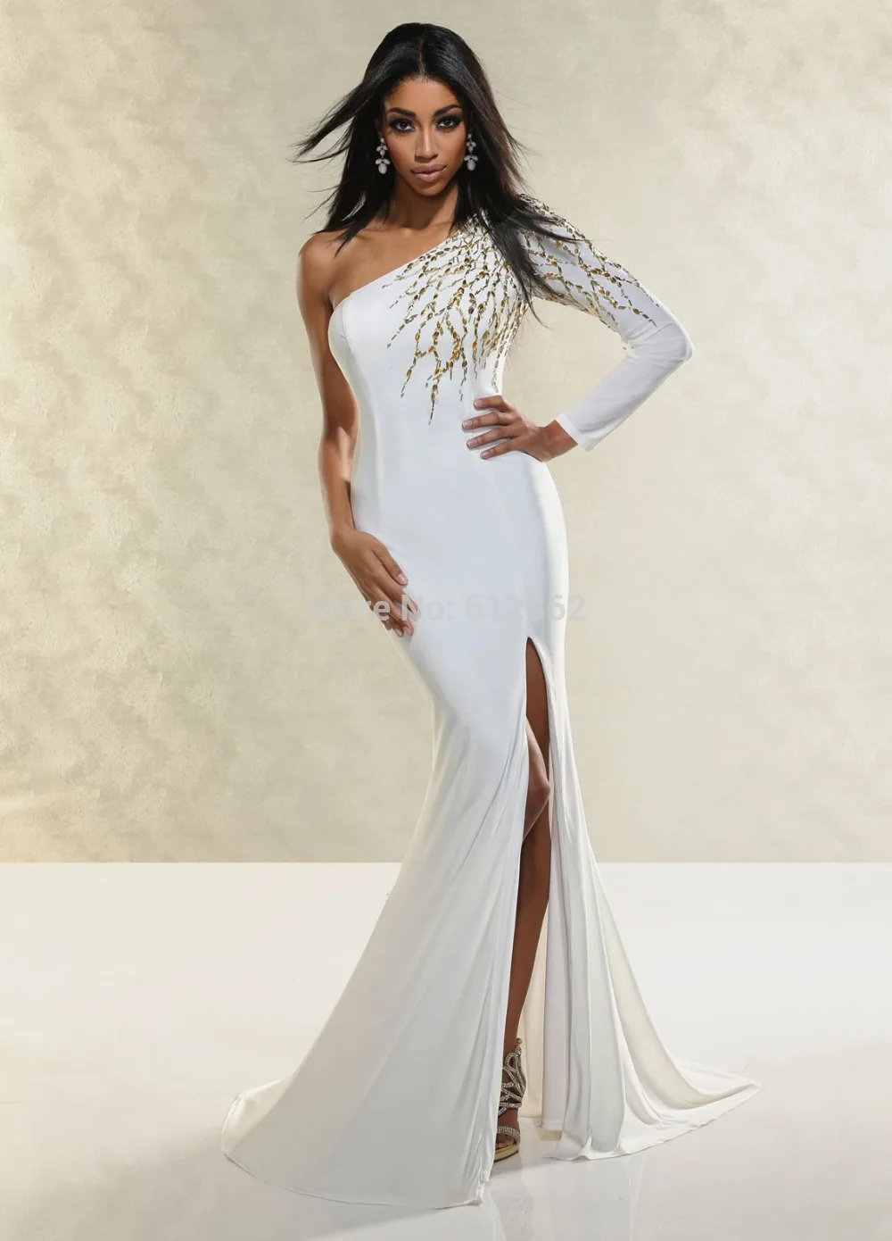 Popular White Long Sleeve Evening Gown-Buy Cheap White Long Sleeve ...