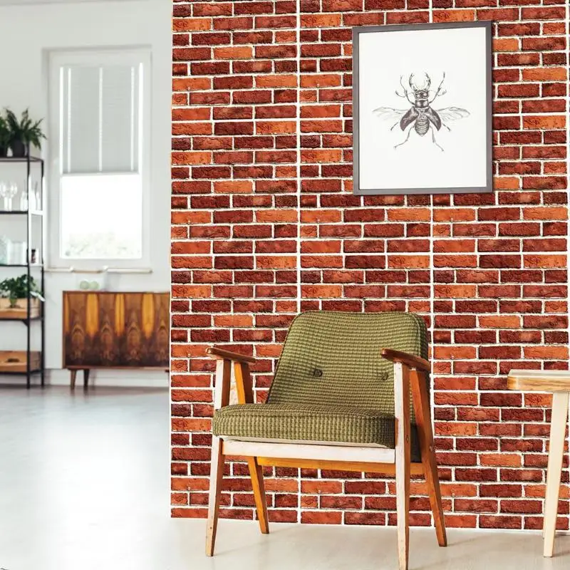 3D wall decor Rustic Red Brick Stone Wall Decals Self Adhesive Home