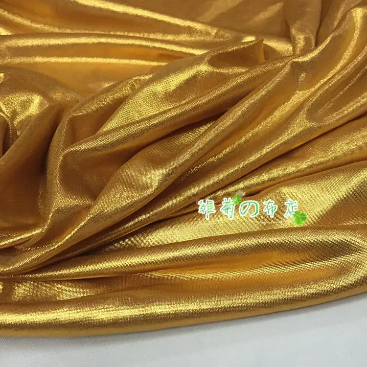 

Golden silk spandex stretch fabric costume bronzing Decor Tights Leggings fabric