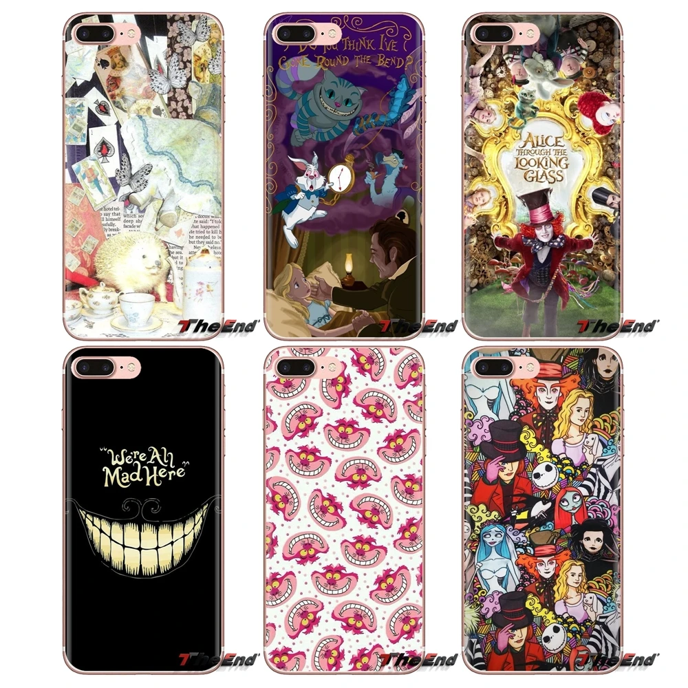 For LG G3 G4 Mini G5 G6 G7 Q6 Q7 Q8 Q9 V10 V20 V30 X Power 2 3 K10 K4 K8 2017 Alice in Wonderland cat TPU Transparent Skin Cover |