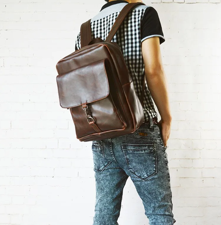 Винтажные мужские рюкзаки Crazy horse, кожаная мужская деловая сумка для ноутбука, одноцветные повседневные школьные сумки в стиле ретро