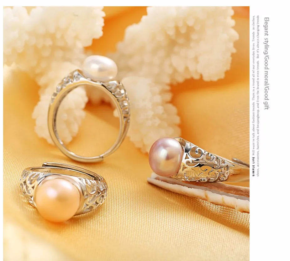 Dainashi наивысшего качества люксовый бренд 925 серебро натурального Пресноводного Жемчуга Регулировочного Кольца для Женская мода Fine Jewelry