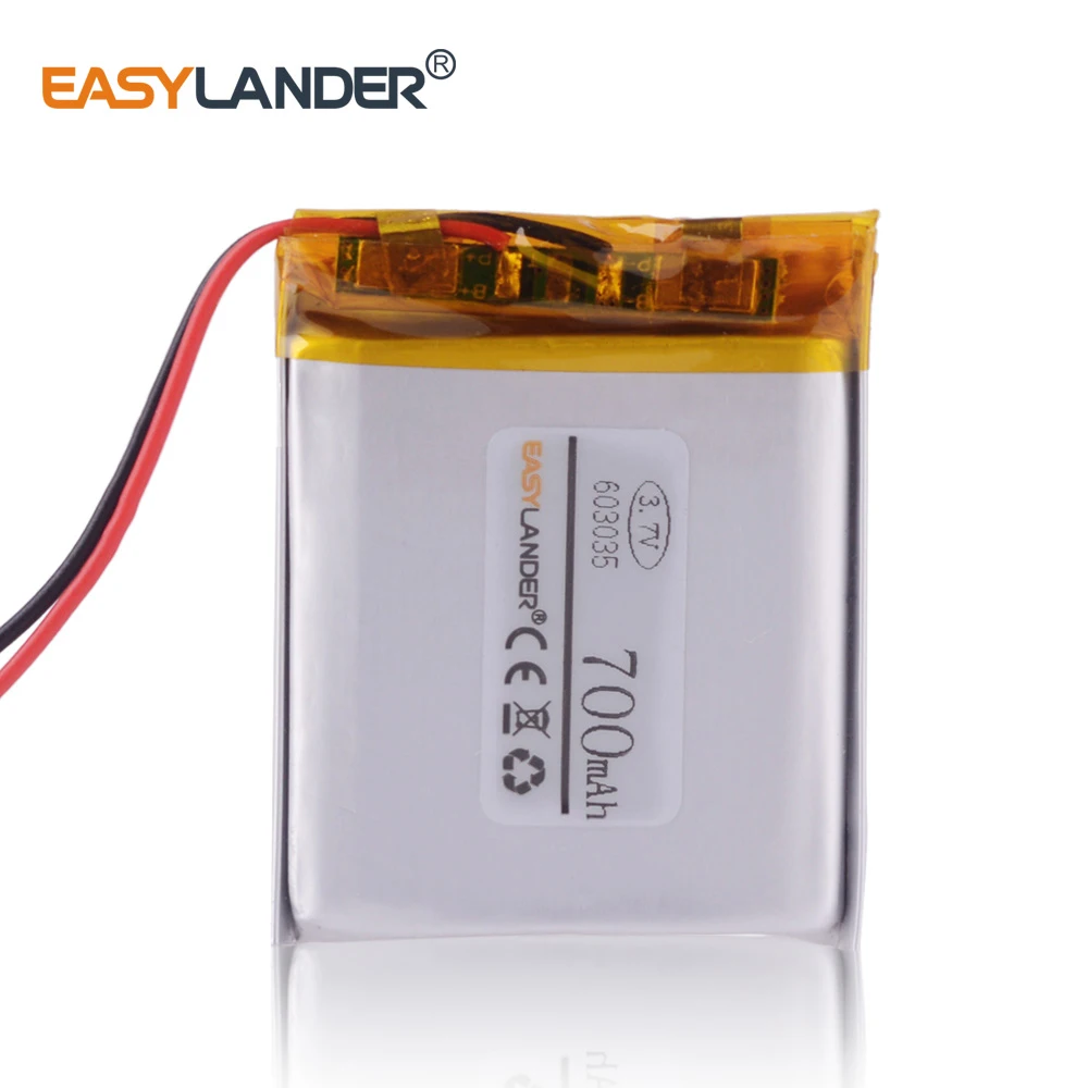 Перезаряжаемая литий-ионная батарея 603035 700mah 3 7 v для gps игрушек mp4 литий-полимерный