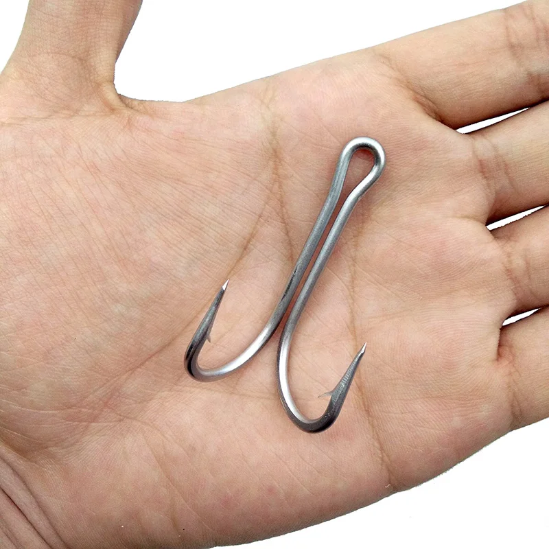 10pcs 7982 Stainless Steel Double Fishing Hooks Big Strong Sharp