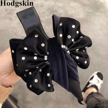 

Summer Thin High Heels Woman Sandals Butterfly-knot Crystal Suede Women's Slippers Slip On Party Dress Slides Pumps