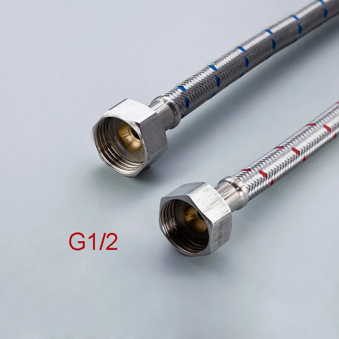 show as picture G1/2 G3/8 G9/16 50 см 1 пара гибких водопроводных труб из нержавеющей стали, смеситель для холодной и горячей воды, водопроводные шланги, запчасти для ванной комнаты - Цвет: show as picture