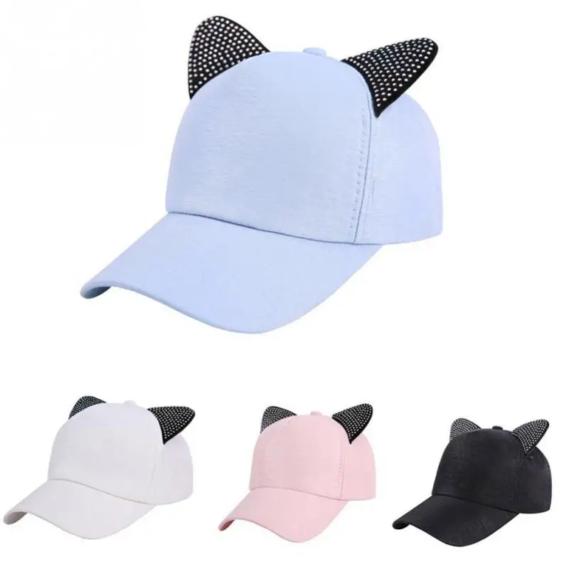 

Fashional Cute Youth Girls Cat Ears Hip-Hop Baseball Cap Summer Flat Snapback Hat