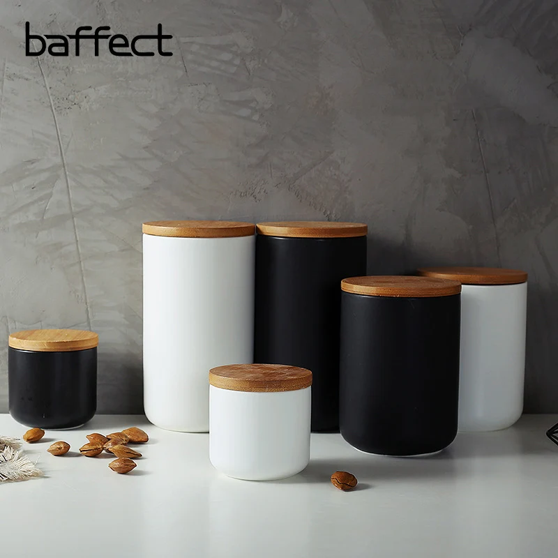 Baffect керамическая закупориваемая банка с бамбуковой крышкой кухонная банка для хранения Контейнер для мельница для кофе пряность для чая