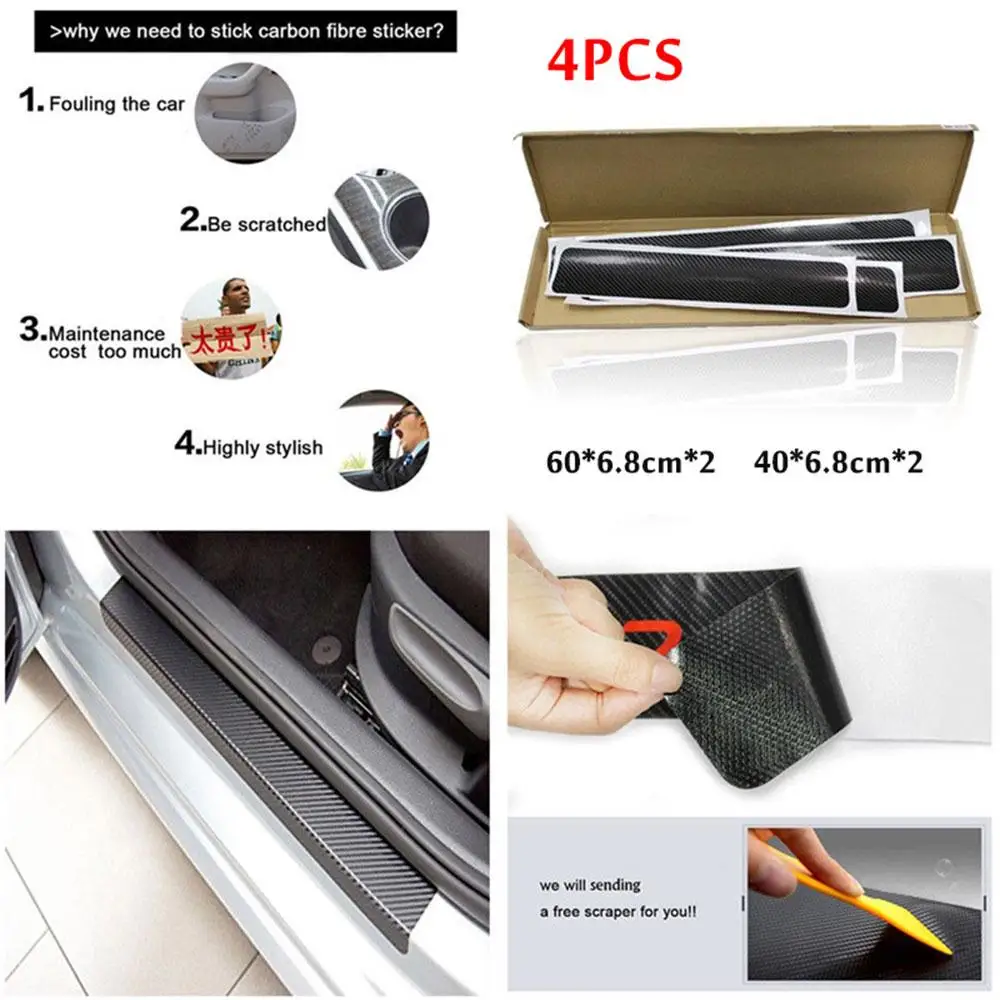 

Door Sill Decals Anti Scratch Plate Premium Car Door Sill Sticker Protector Cover Silver / Red / Blue Carbon Fiber Anti-Kick