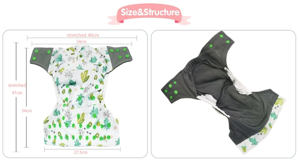 Miababy тканевый подгузник Onesize AIO& Pocket, бамбуковый уголь внутренний с пришитым древесным углем и вставка из пеньки, двойные гусиные наборы для малышей
