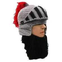 Winter Cosplay Men Ghost Skull Face Mask Cap Skeleton Hat Balaclava Tassel Roman Knight Knit Helmet Caps Beard Hats Beanies W0(China (Mainland))