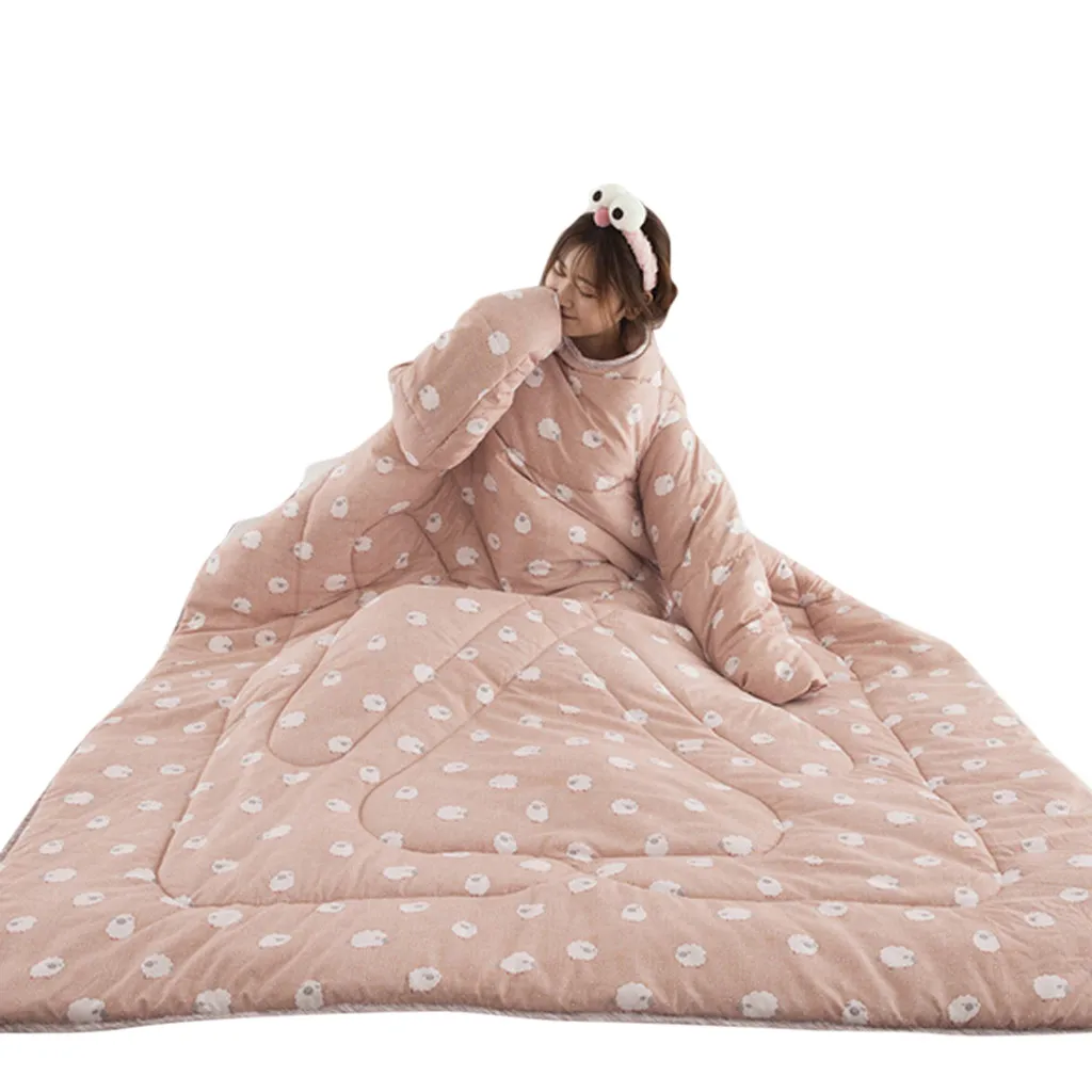 Многофункциональный Зимний теплый костюм с длинными рукавами и круглым вырезом для влюбленных, плотное одеяло с принтом, одеяло, одеяло