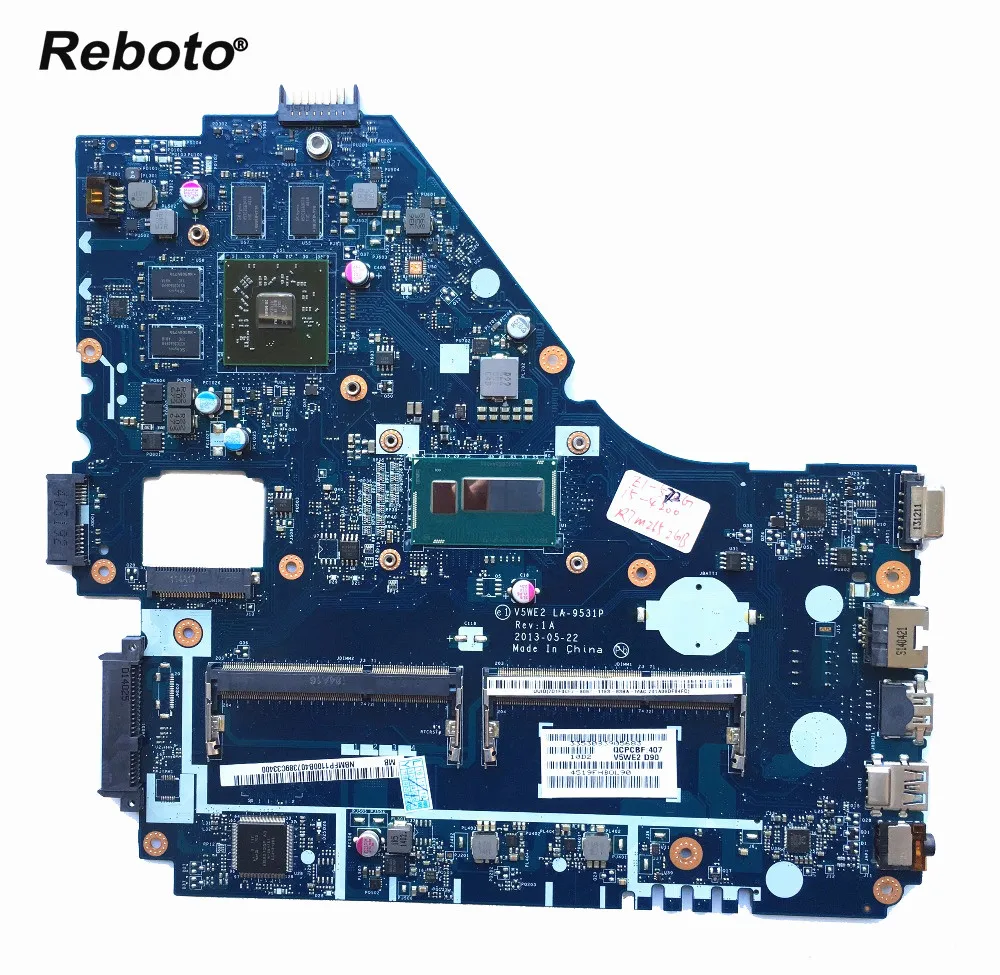 

Reboto For ACER E1-572G Laptop Motherboard Mainboard V5WE2 LA-9531P NBMFP1100B With I5-4200 CPU R7 M265/2GB DDR3 100% Tested