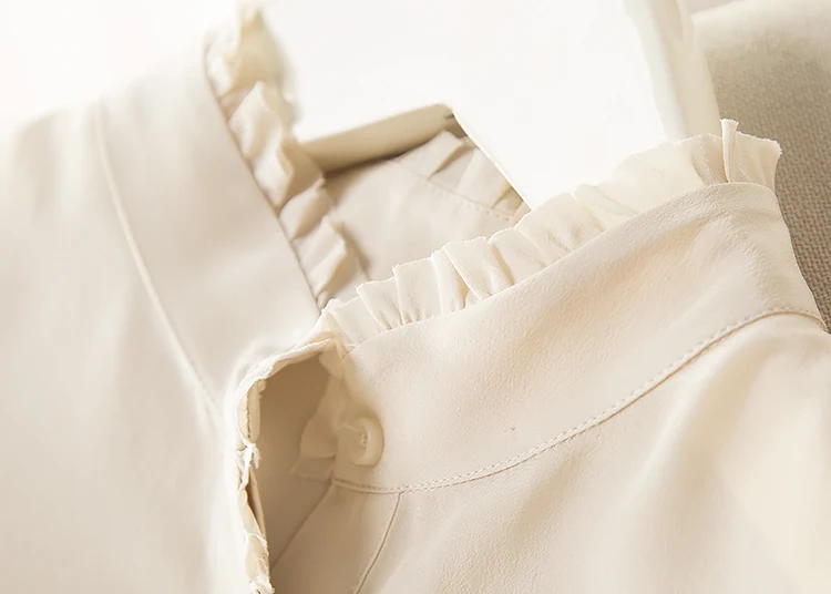Женская шелковая блуза 23 мм, натуральный шелк, стоячий воротник, длинный рукав, Повседневная блуза, рубашка, Blusas femininas, весна, новинка