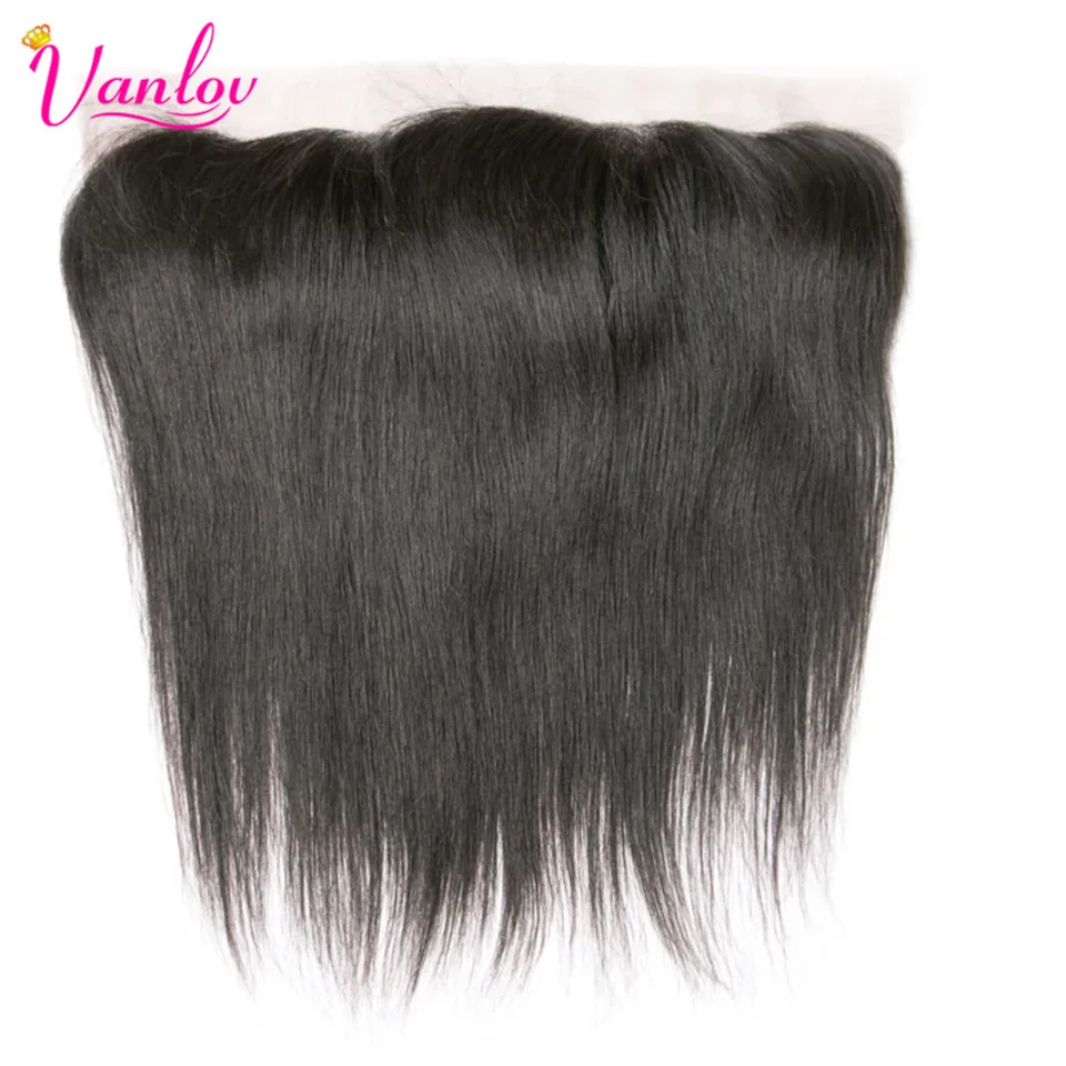 

Vanlov 13x4 Ear To Ear Lace Frontal Peruvian Straight Frontal Closure Remy Human Hair Natural Black Free Shipping