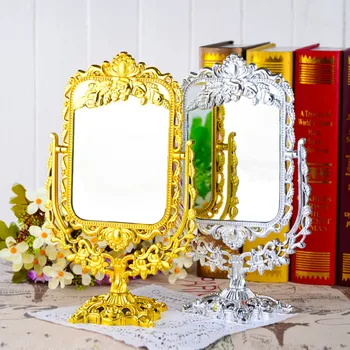 

Party decoration Plastic silver gold makeup mirror beauty mirror mirror 1:3 magnification dual size retangle european mirrors