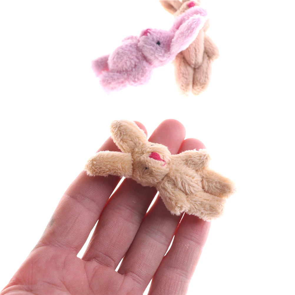 

1Pcs/Set Cute Soft Mini Joint Rabbit Pendant Plush Bunny For Key Chain Bouquet Toy Doll DIY Ornaments Gifts Random Color