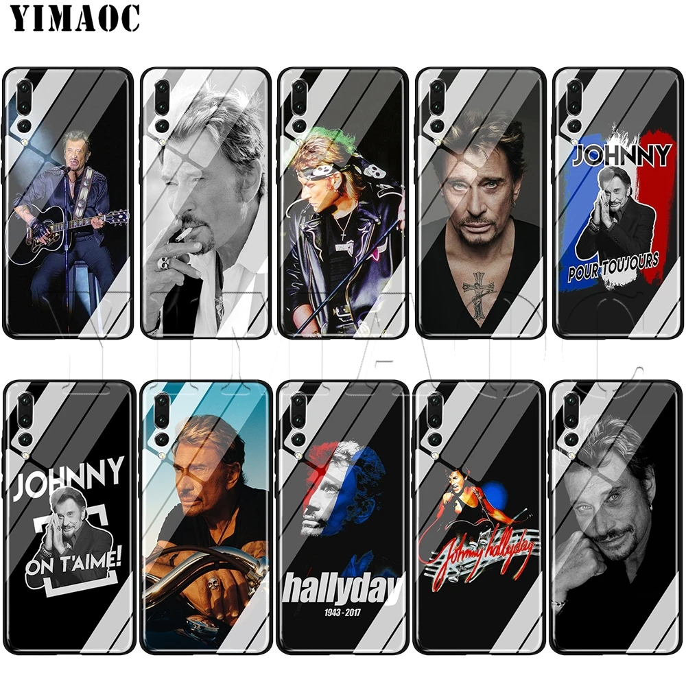 

YIMAOC Johnny Hallyday Glass Case for Huawei Honor Mate 7A 8X 9 P10 20 30 Y6 Y9 P smart lite Pro 2018 2019