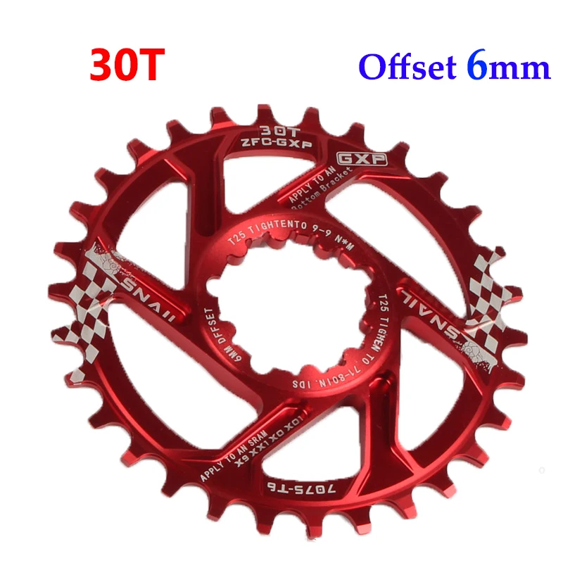 Улитка GXP 30/32/34t MTB дорожный велосипед с ЧПУ Chainset 170 мм рукоятки BB звездочка цепной передачи передняя Звездочка Алюминий сплав диаметра окружности болтов для GXP XX1 X9 модными принтами XO X01 - Цвет: Red-30T