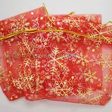 Новое поступление 100 шт/партия 10x12 см красные золотые снежные Цветы органза свадебные подарочные сумки Мешочки