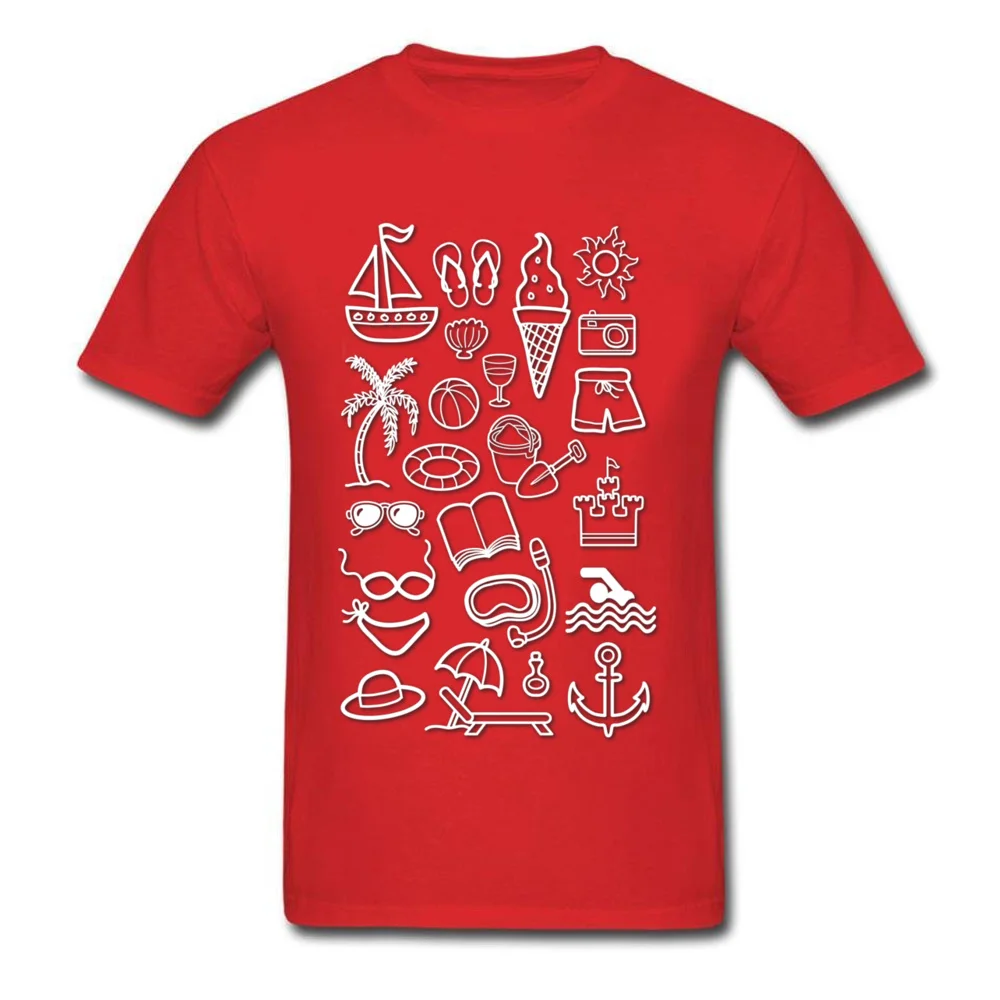 Beach Holiday 100% Cotton Design T Shirt Classic Short Sleeve Man Tshirts Geek Summer T-Shirt Round Collar Free Shipping Beach Holiday red
