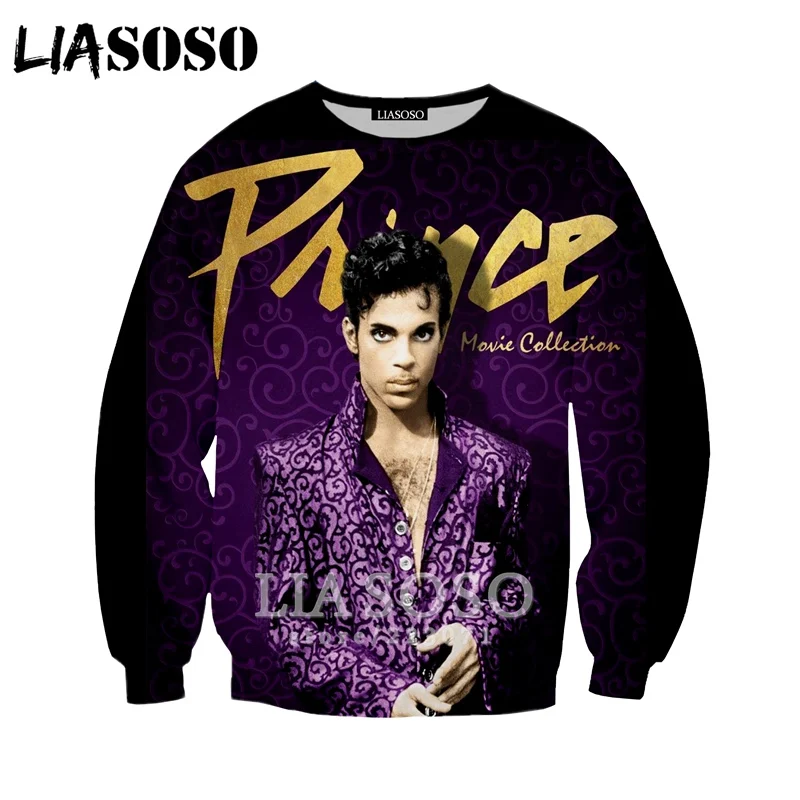 

LIASOSO Autumn New Men Women Sweatshirt 3D Print Singer Prince Rogers Nelson Casual Unisex Long-Sleeved Harajuku PulloverA042-12
