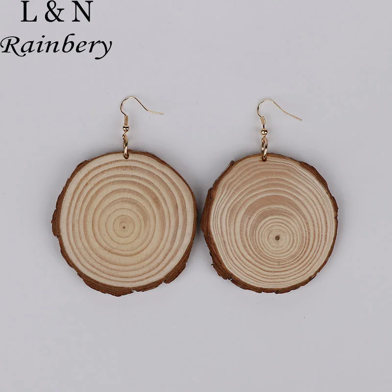 

Rainbery Fashion Women Big Round Circle Wood Earrings Exaggerated Natural Wood Drop Earrings Vintage Ethnic Earrings JE0582