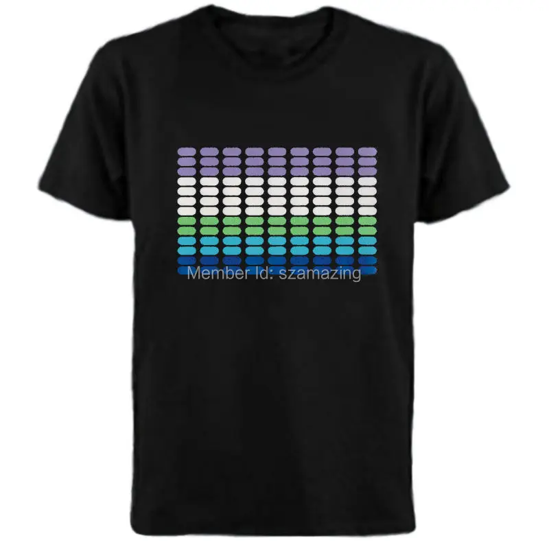 

High quality Man t-shirt Sound Activated equalizer el tshirt with battery inverter