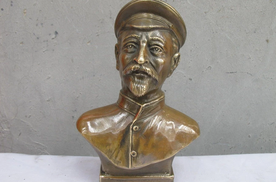 

Western Bronze Carved Revolutionary soldiers Red Army BUST Art Sculpture