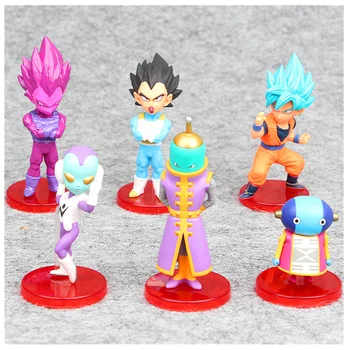 

4-8CM 6 Pcs/set Dragon Ball Super Son Goku Zeno Vegeta Action Figure PVC Super Saiyan Statue Model Toy Kid Gift Opp Bag H462