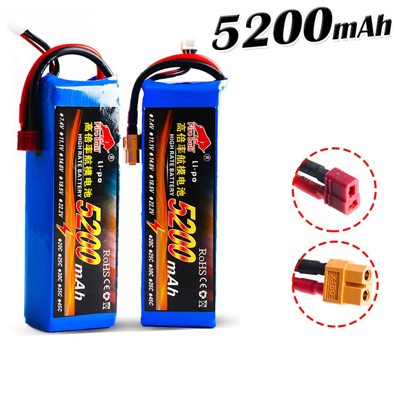 HUONIU Power 7 4 В 11 1 14 8 в 22 2 5200 мАч 45C 2S 3S 4S 6S перезаряжаемая Lipo батарея XT60 T другая вилка