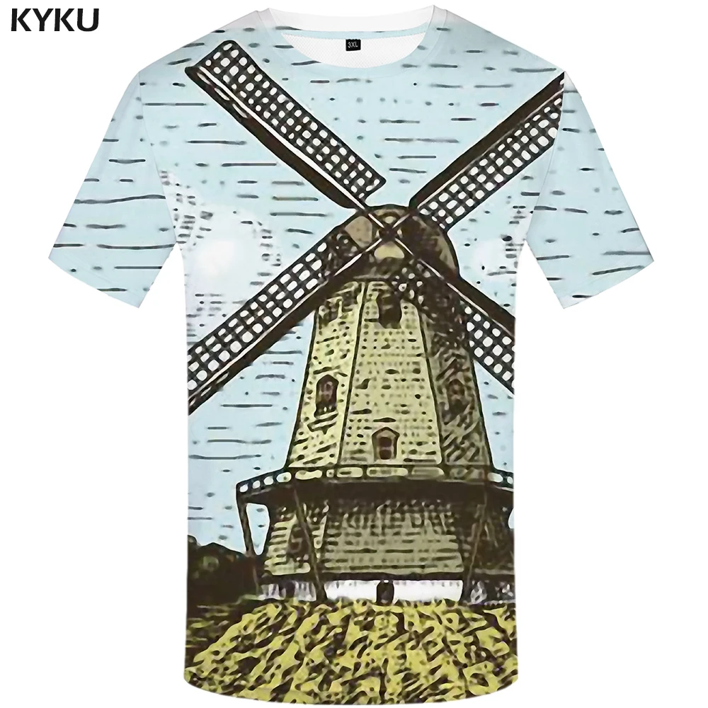 Мужская футболка KYKU Windmill с 3d принтом из мультфильма новая винтажные повседневные