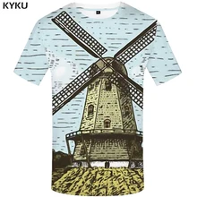 KYKU molino camiseta los hombres camisetas de dibujos animados 3d Países Bajos camiseta impresión novela camiseta Vintage impreso camisetas pantalón corto casual manga