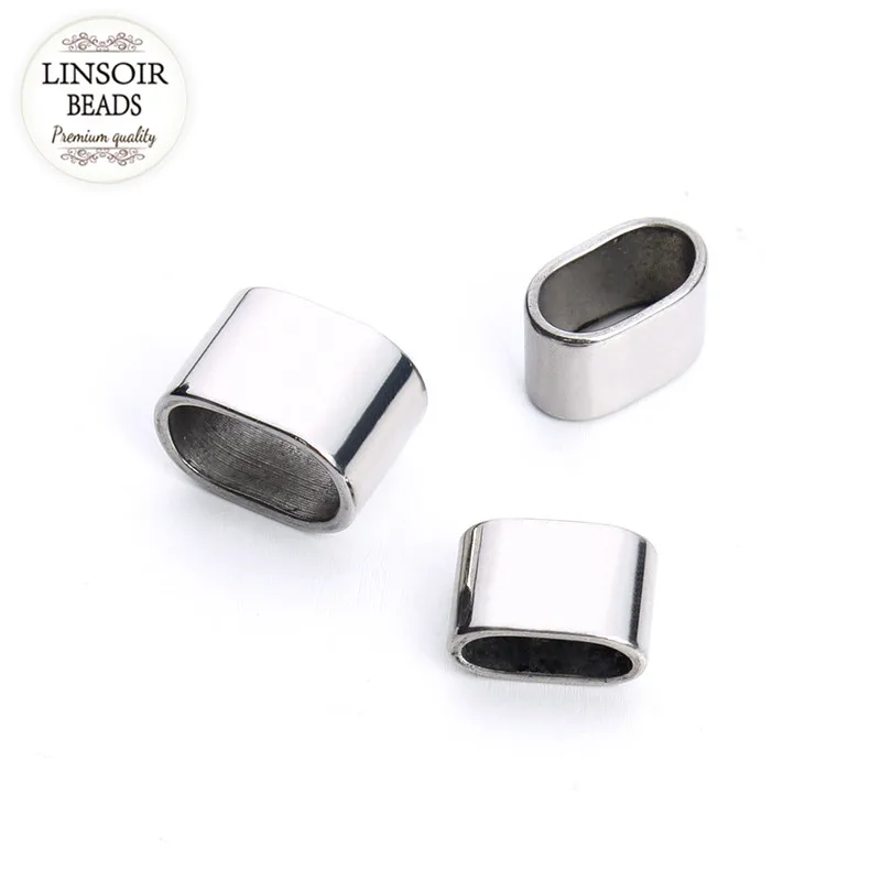 

LINSOIR 6pcs/lot Stainless Steel Metal Big Hole Tube Beads Fitting Necklace Bracelet Silver Tone Spacer Beads For Jewelry Making