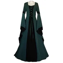 Medieval Victorian Gothic Dress Long Trumpet Sleeve Dress Custom Made Adult Women’s Halloween Carnival Cosplay Costume