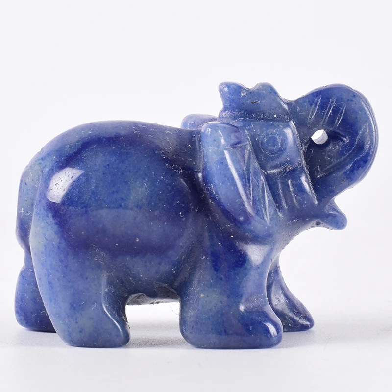 Статуэтка слона, натуральный авантюрин, мини статуя диких животных, минеральный кристалл, ручная работа, фэн-шуй, исцеляющий декор 2"
