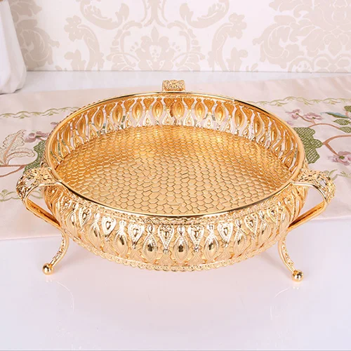 Yellow Роскошный европейский стиль, металлический поднос, украшение для дома, для хранения столовой посуды, поднос для снэков, держатель для декора отеля, держатель для ювелирных изделий, Органайзер - Color: Yellow