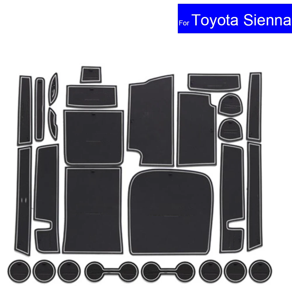 

Non-slip Car Door Gate Slot Mats Carpets Position Cup Holder Pads For Toyota Sienna 2015 2016 2017 Door Groove Mat Free Shipping